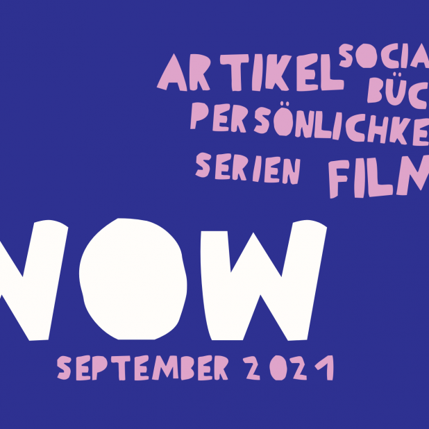 Blauer Header mit weißer Schrift „WOW September 21" und rosa Schrift „Artikel, Persönlichkeiten, Serien, Filme, Bücher, Social Media"